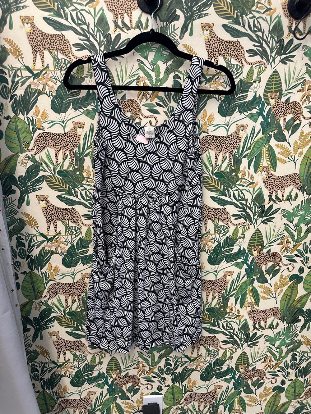 Saint Tropez West Black & White Patterned Scoop Neck Sundress